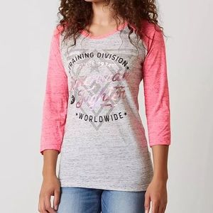 American Fighter White, Black, & Neon Pink Quarter Sleeve Shirt